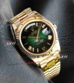 Noob Factory Rolex Day Date II Green Ombre Roman Face Yellow Gold Gain Weight Replica Watch